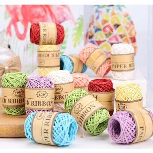 Color Raffia Double-strand Thin Paper Rope Kindergarten Hand-woven Flower Packaging Material Diy Painting Production