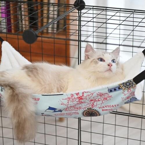 Sailboat Compass Print Reversible Soft Cat Kitten Swing Hammock Pet Hanging Bed Pet blanket hammock pet hanging cat nest hot