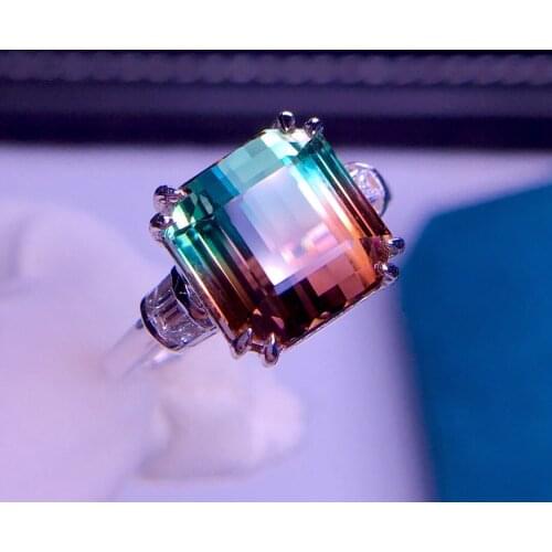 E510 Tourmaline Ring Pure 18K Gold 100% Natural Watermelon Tourmaline 6.9ct Gemstone Female Rings for Women Fine Ring