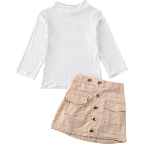 Boutique Kid Clothes 2020 Autumn Kids Baby Girls Long Sleeve Tops T-shirt+ Short MIni Skirt 2pcs Outfits Clothes