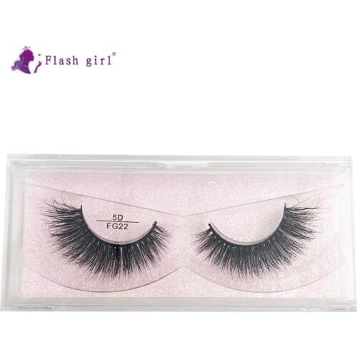 Flash Girl Makeup Factory Wholesale Eyelashes Soft Lashes 1Pair 5D Mink Eyelashes Natural Slender Eyelash with Packaging FG22
