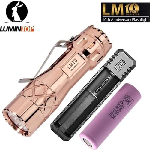 Lumintop LM10 Copper Copper/Brass Flashlight 3*LED Max 2800 lumens EDC electric torch Optional battery charger