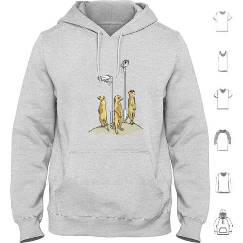 Meerkat Cctv Hoodie Long Sleeve Animal Camera Cctv City Meerkat Politics Society Urban Watch