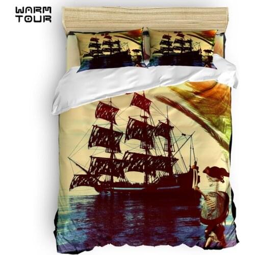 WARMTOUR Duvet Cover Pirate Ship Duvet Cover Set 4 Piece Bedding Set For Beds DHL Shipping Method