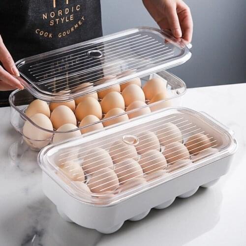 16 Cells PET Egg Storage Box Transparent Case Thickened Non-slip Fresh-keeping Box Egg Tray Kitchen Refrigerator Accessories