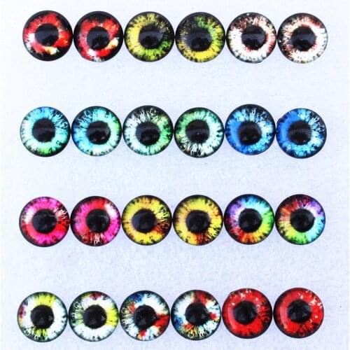 12mm Random Mixed Dragon Eyes Round Glass Cabochon Flatback Photo Dome Jewelry DIY Accessories Tray by pair 50pcs/lot K06120