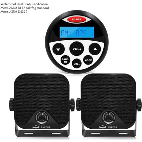 Boat Radio Audio Marine Stereo Receiver Bluetooth FM AM Car MP3 Player Sound System+4inch Marine Speakers Heavy Duty Speakers