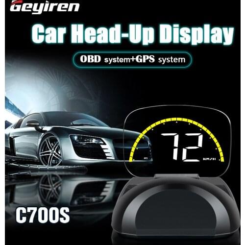 GEYIREN Factory Direct C700S Speedometer Projector OBD2 Guage GPS Multifunction Diagnostic Tools Head Up Display For All Cars