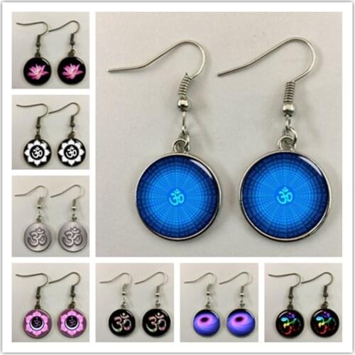 Fashion Om Ohm Aum Namaste Yoga Symbol earrings charming and colorful om logo earrings beautiful Indian style ladies accessories