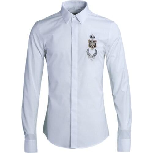 New arrival uper Quality Seiko Embroidery Lions Tides Men Shirts Fashion Trends Male Casual Long sleeves plus size MLXL2XL3XL4XL
