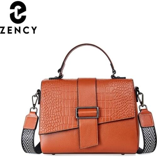 Zency 2021 New Vintage Exqusite Womens Shoulder Bags Soft Genuine Leather Handbag Super Quality Female Black Crossbody Bag