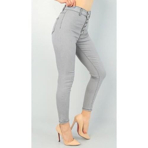 NEW SEASON FASHION SUMMER GRAY DÜĞMELİ LİKRALI LADIES JEANS TROUSERS TREND
