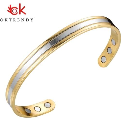 Oktrendy Copper Bracelets Bangle For Women Energy Magnet 3000 Gauss magnets japanese magnetic cuff bracelet armband Jewelry 2020