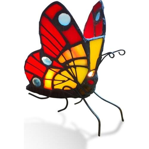 FUMAT Candle Holder Butterfly Stained Glass Christmas Gift Bedroom Bedside Night Lamp Light Wedding Decoration Tealight Holders