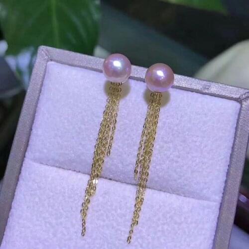 Shilovem 18k yellow gold Natural freshwater pearls Drop Earrings fine Jewelry women trendy anniversary Christmas gift mym6699zz