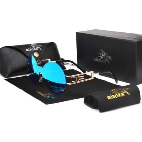 Hot oversized rimless sunglasses men big size 2019 black green one lens large windproof red shades for women punk sunglasses NX