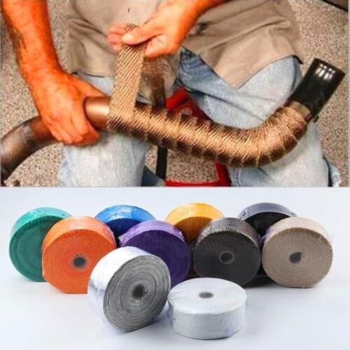 5M x25mm Roll Fiber glass Heat Shield Motorcycle Exhaust Thermal Tape Header Pipe Wrap Tape l Protection Ties