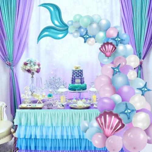 87pcs Mermaid Party Decor Mermaid Tail Balloon Garland Arch Kit Mermaid Theme Birthday Party Balloon Set Under the Sea Supplies