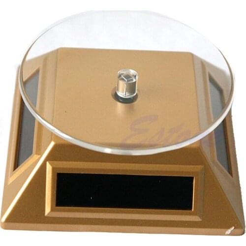 R2LE 360 Rotating Turn Table Plate Solar Power For Watch Phone Jewelry Display Stand