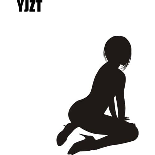 YJZT 8.4*12.2CM Skillful Manufacture Cute Sexy Girl Black/Silver Car Sticker Covering The Body Vinyl Decals C20-0256