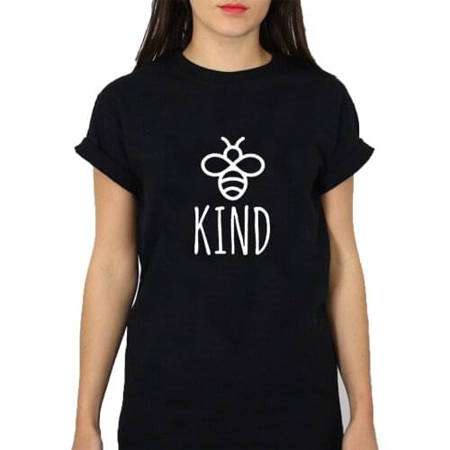 Be Kind Funny T Shirt Women Top Black White Short Sleeve O-neck Tee Shirt Femme Top Summer Loose Ladies Tops Dropshipping