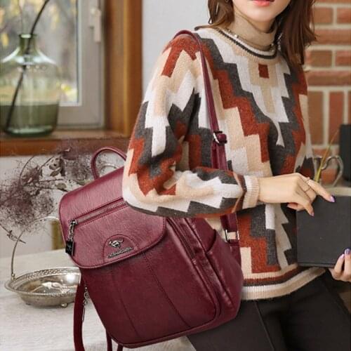 Women Famous Brand School Backpacks for Girls Daypacks Ladys Backpack Feminina Simple Style Women Pu Leather Backpack