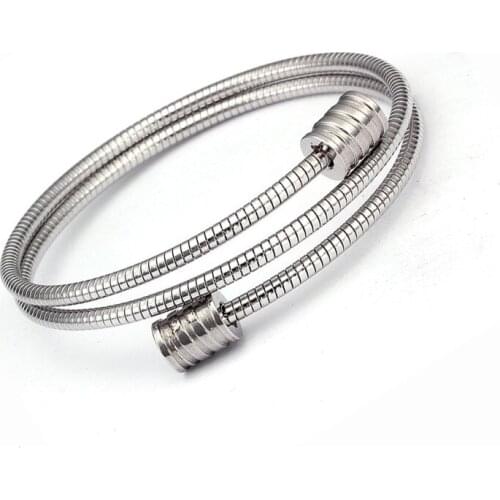 Simple Design Silver Round Chain Link Bracelets Men Women Sporty Jewelry Trendy Stainless Steel Charm Bracelets Bangles