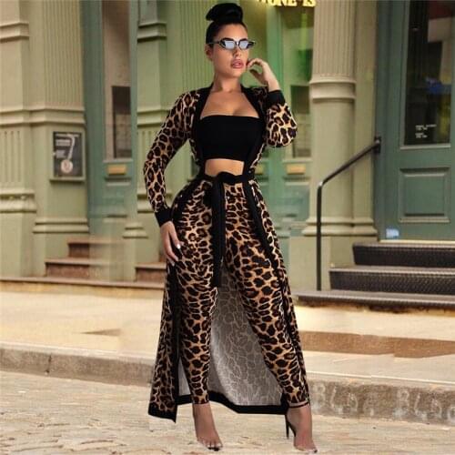 Women Tracksuit Female Suit Pants And Jacket Runway Woman Two Piece Outfit Set Leopard Print Track Suit Women Joggers Suit Sets