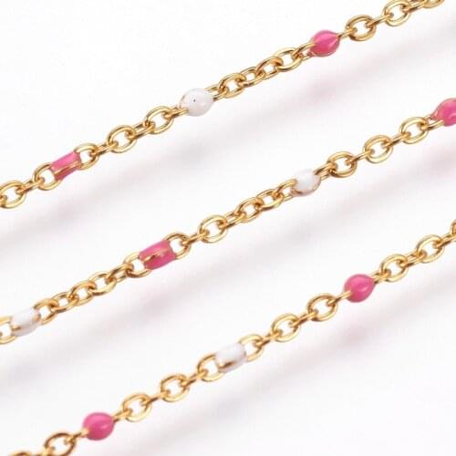 1 Meter Soldered Handmade 304 Stainless Steel Cable Chains Link Chain with Enamel for Jewerly Making DIY Bracelet Necklace