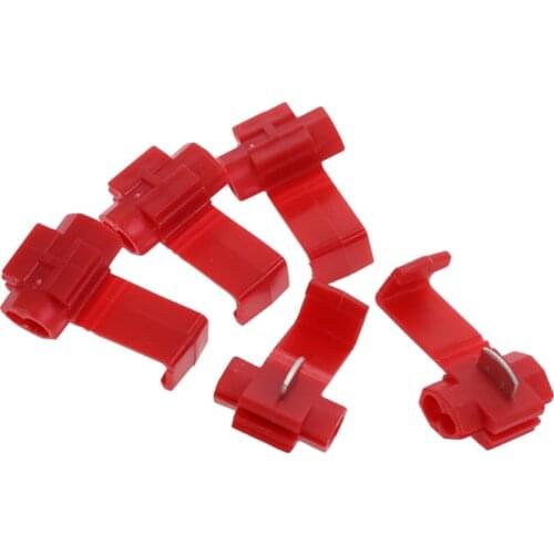 10/20pcs T Shape Wire Connector Terminal Joint Red Quick Connection Clip Wire Crimp Splitter Lip Break Clamp Soft Distributor