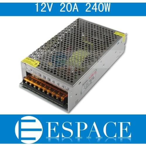 10piece/lot 12V 20A 240W Switching Power Supply Driver for LED Strip AC 100-240V Input to DC 12V free fedex