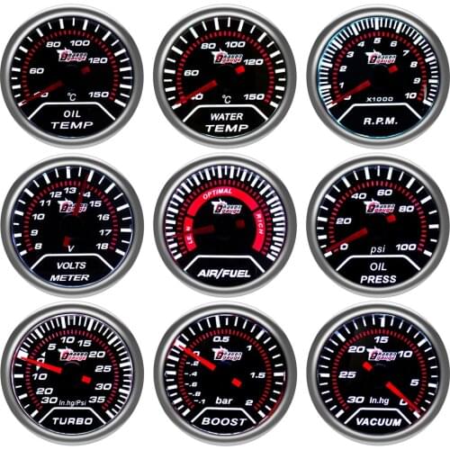 2-Inch 52mm Vacuum Turbo Boost Gauge Meter 12V Car Voltmeter Vehicle Tachometer Step Motor Oil Pressure Water Temp Meter Gauge