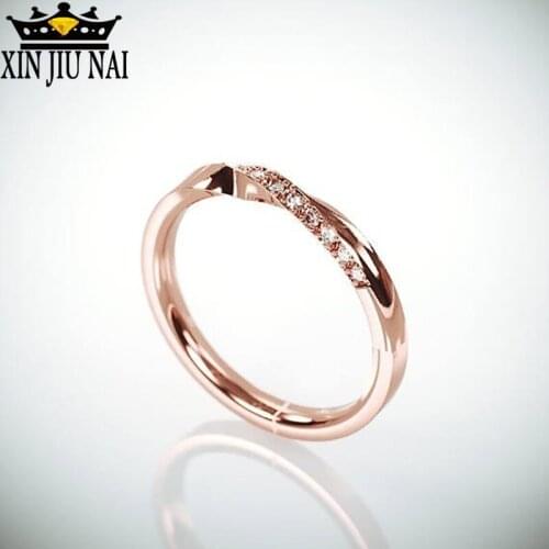 3 Color Rose Gold Single Row Square Drill S925 Ring Female European And American Fashion Elegant Dance Party Ring Wholesale