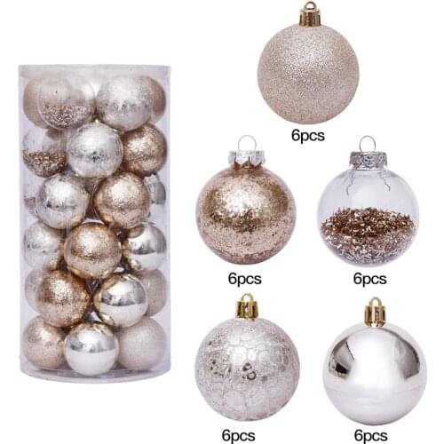 30pcs Christmas Tree Hanging Balls Home Office Mall Tree Plastic Balls Hanging Decor Ornament