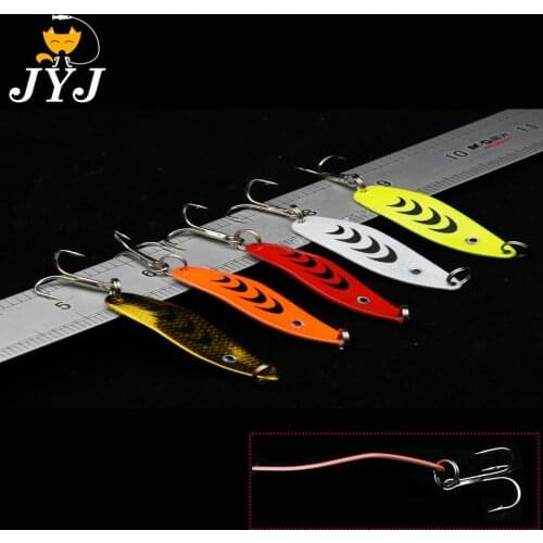 5pcs 5cm 6.8g treble hook metal hard spoon spinner lure baits, fishing tackle spoon lure