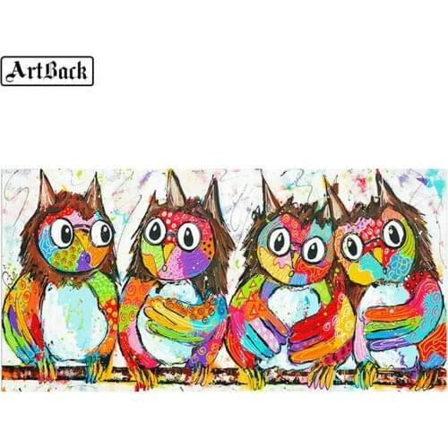 5d diy diamond painting color owl watercolor cartoon animal 20x40cm full square drill bird stick drill embroidered 3d mosaic art