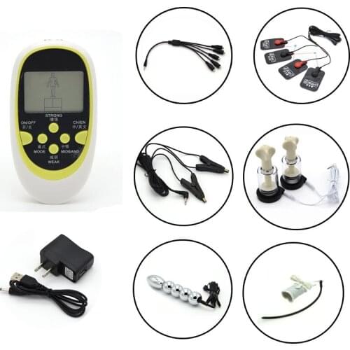 Electric Shock Sex Products Kits Electric Nipple Sucker Clamps Anal Plug Catheter Penis Ring Massage Medical Theme Of Sex Toys