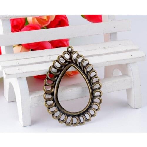 Free shipping 5Pcs Antique Bronze Filigree Cameo Frame Settings Wraps Connnector Embellishments Decoration DIY 5.7x4.5cm F0448