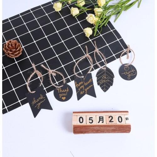 100pcs/lot Black bronzing Thank you Handmade Kraft Gift Tags gift blessing card Gift Tags For Wedding Party