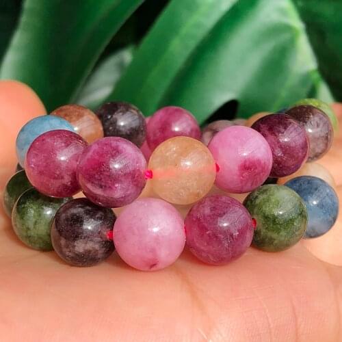 Natural Stone Colorful Tourmaline Crystal Beads Round Loose Spacer Beads For Jewelry Making 4/6/8/10mm DIY Bracelet Necklace 15"