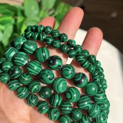 Natural Malachite 4 6 8 10 12 mm Beads Round Loose Stone Beads for Jewelry Making DIY Earring Bracelet Necklace 15inch Wholesale
