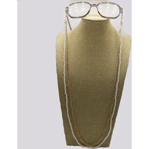 Metal Pearl Mask hanging chain Sunglasses Chain Women Reading Glasses Hanging Neck Chain Largand Glasses Chain Eyeglasses Strap