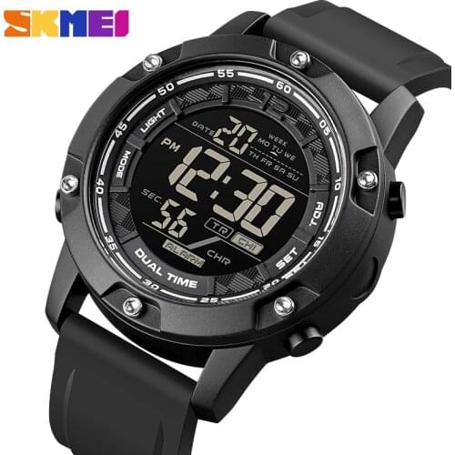 SKMEI 100M Waterproof Digital Watch Men Count Down Sports Mens Swim Wristwatches 2 Time Men Watches Clock relogio masculino 1762