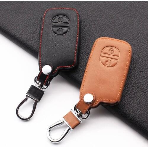 For Toyota Crown / Camry/ Highlander / VIOS /Yaris 2 buttons key case Genuine Leather Remote Control Keychain Car Key Cover