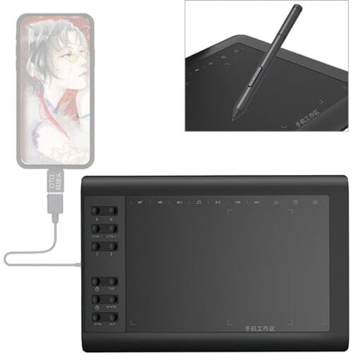 Digital Tablet Hand Drawing Board Electronic Drawing Plate USB with Passive Pen Charging Free for Mobile Phone Computer Laptop