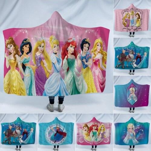 Disney Snow White Rapunzel Belle Princess Hooded Cape Cloak Cartoon Frozen Elsa Anna Home Blanket Throw Quilt on Sofa Bed Cover