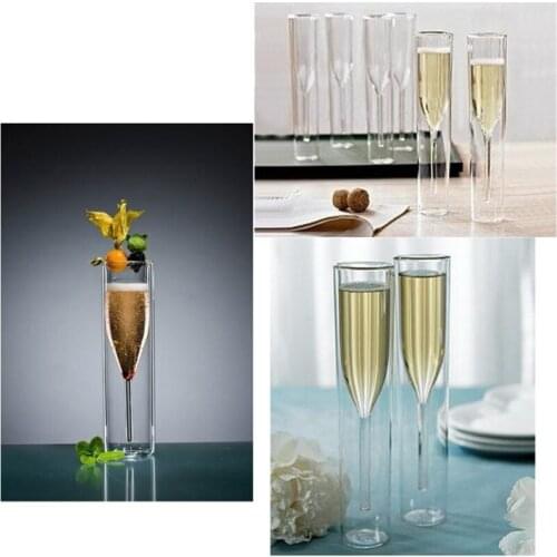 Double Layers Glasses Champagne Flutes Goblet Bubble Sparkling Wine Tulips Cockt 85AC