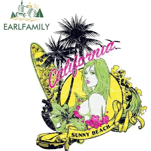 EARLFAMILY 13cm x 11cm for Weed Sunny Beach Car Assessoires Stickers Occlusion Scratch Decals Personality Windows Decoration