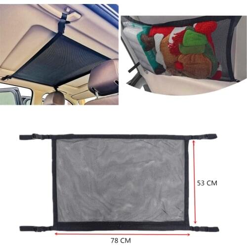 FIRECLUB 2 Pieces Car Ceiling Storage Net Pocket Car Roof Storage Pouch Adjustable Hanging Sundries Mesh Storage Bag