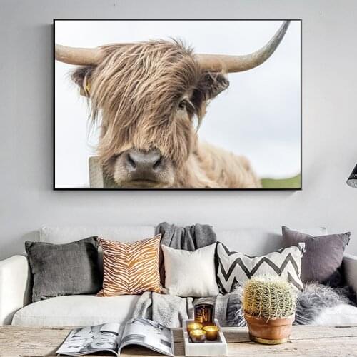 Printed Wall Art Cow Poster Canvas Art Animal Posters and Prints Art Nordic High Definition Decor Wall Picture for Living Room